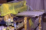 loom prepared for warp painting